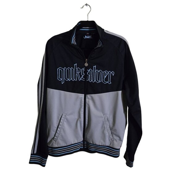 Quicksilver 90s Full Zip Logo Embroidered Mock Neck Track Jacket Pockets Size L - Picture 2 of 7